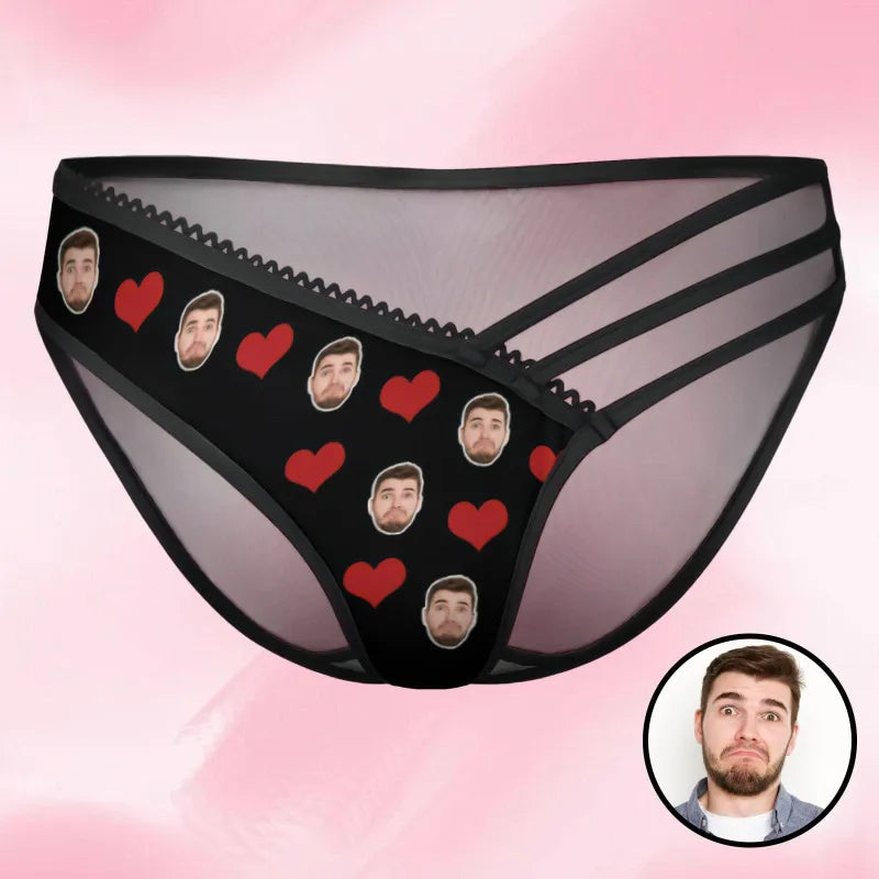 Custom Photo Mesh Underwear with Hearts Panties - Upload Any Photo