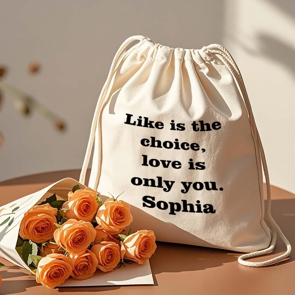 Personalised Cotton Drawstring Gift Bag | Custom Name Quote Pouch | Thoughtful Keepsake Gift