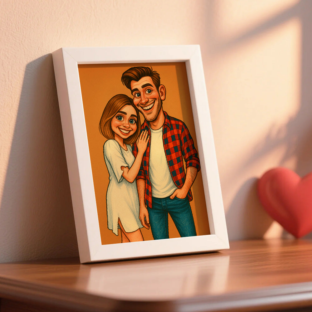Personalised Exaggerated Caricature Photo Cartoon Portrait Frame Gift