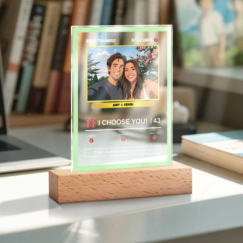 Personalised Acrylic Poké-Style Card Night Light – Custom Photo & Text Gift