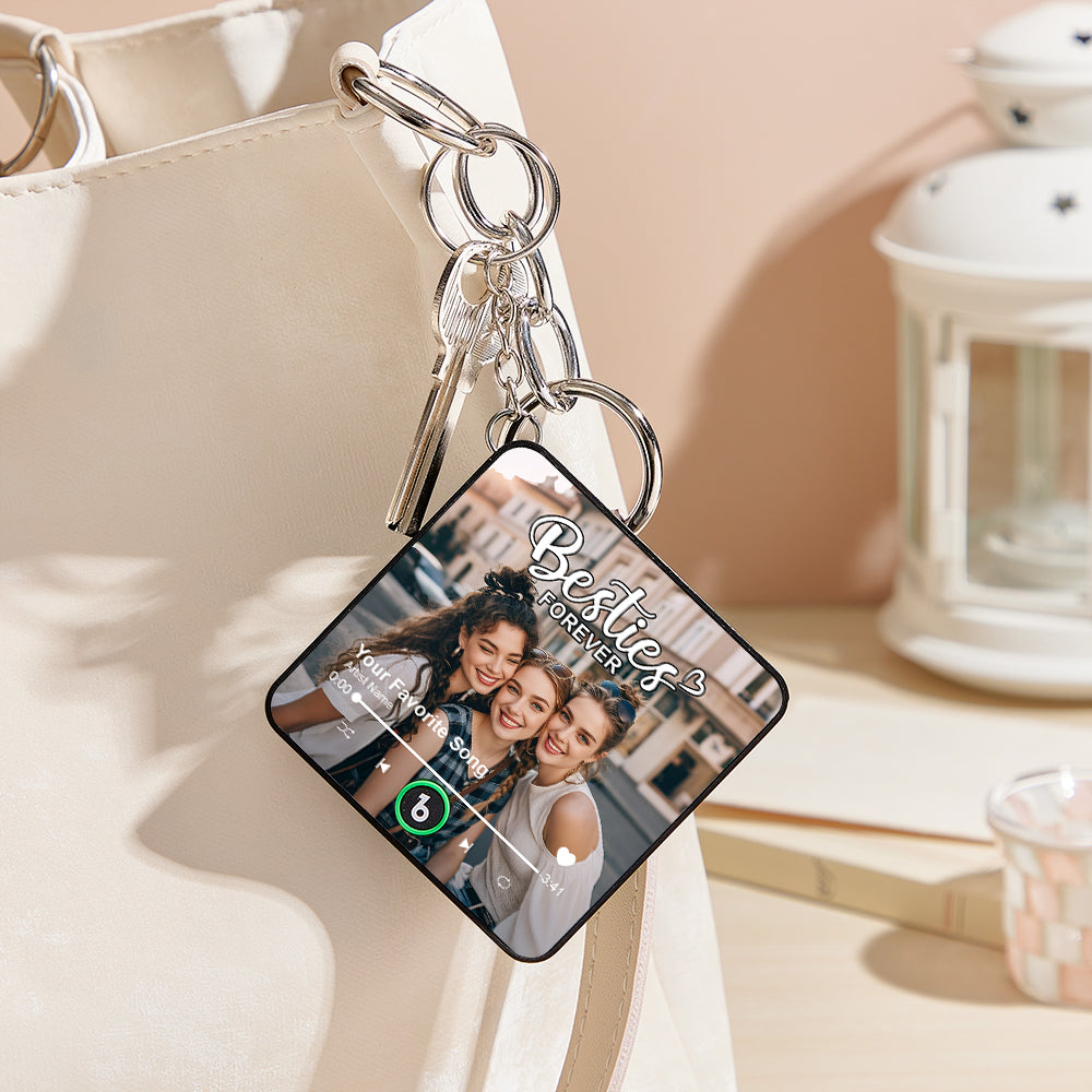 Personalised Photo Music Keychain | Custom Singing Keychain with Your Song | Unique Gift for Friends, Couples, Birthdays and Anniversaries