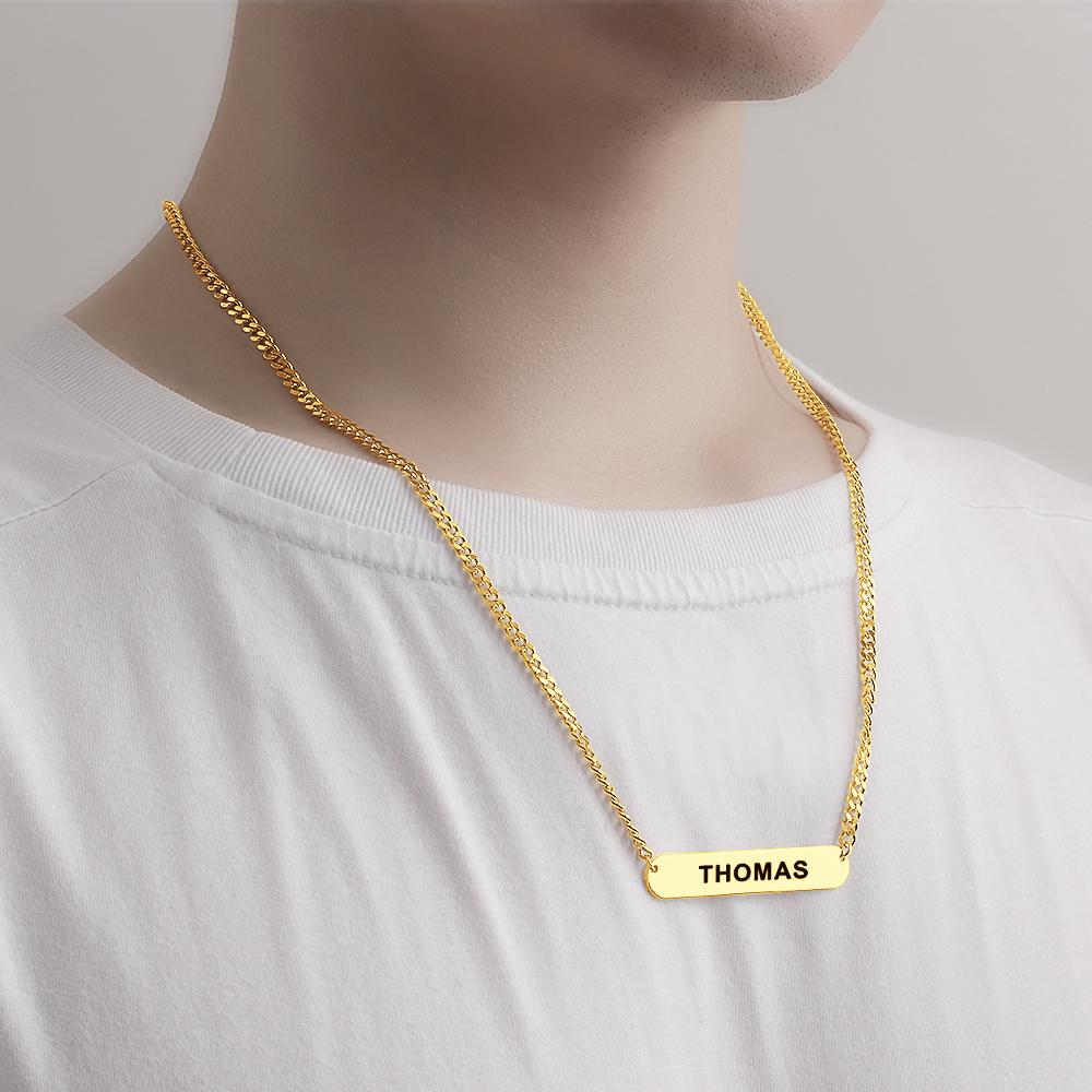 CustomName  Engraved Bar Necklace