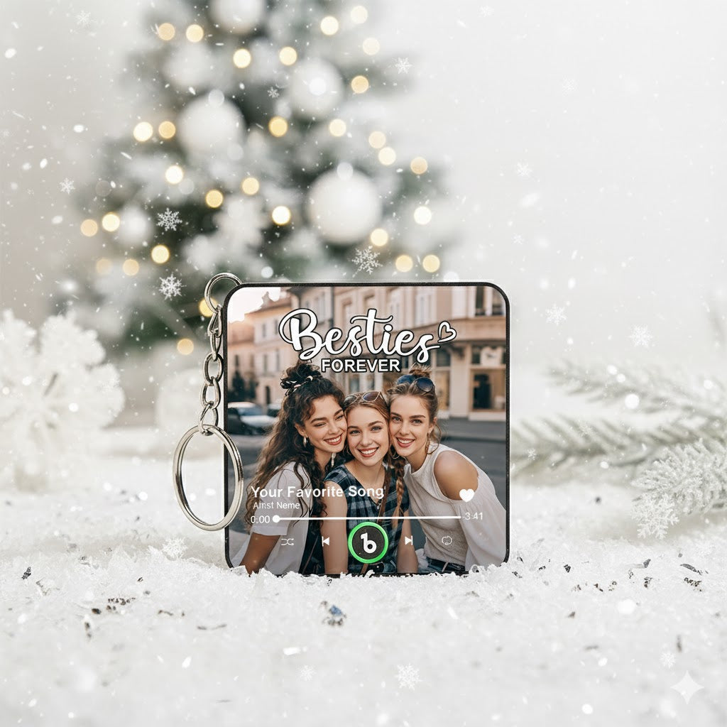 Personalised Photo Music Keychain | Custom Singing Keychain with Your Song | Unique Gift for Friends, Couples, Birthdays and Anniversaries
