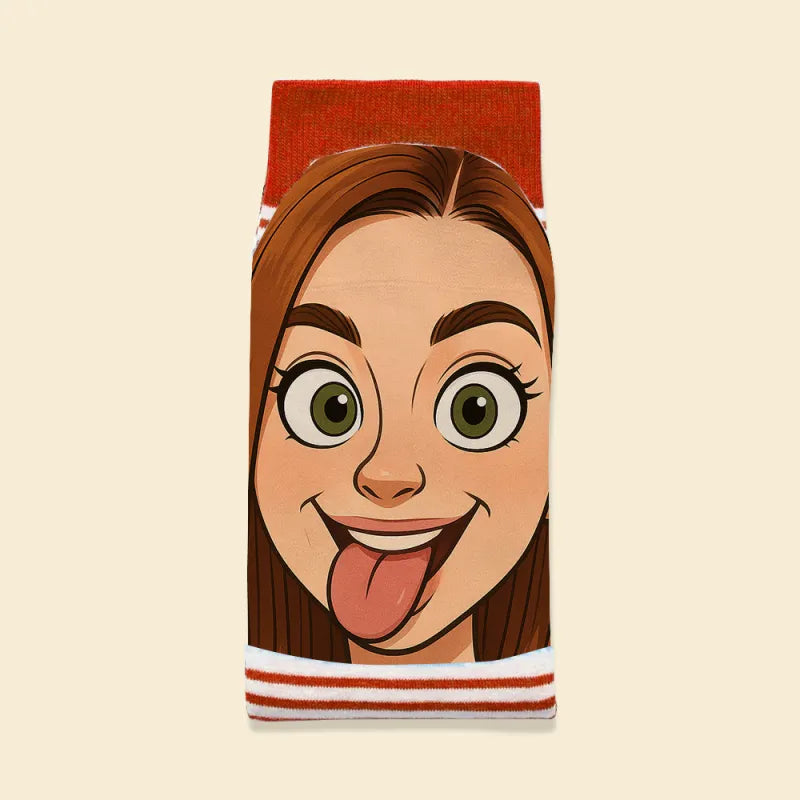 Custom Cartoon Face Socks | Personalised Photo Socks Gift for Him or Her