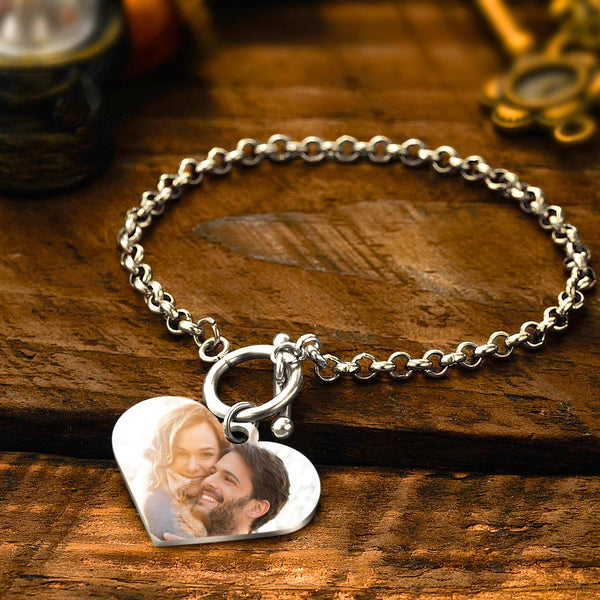 Custom QR Code Bracelet – Personalised Photo Heart Pendant