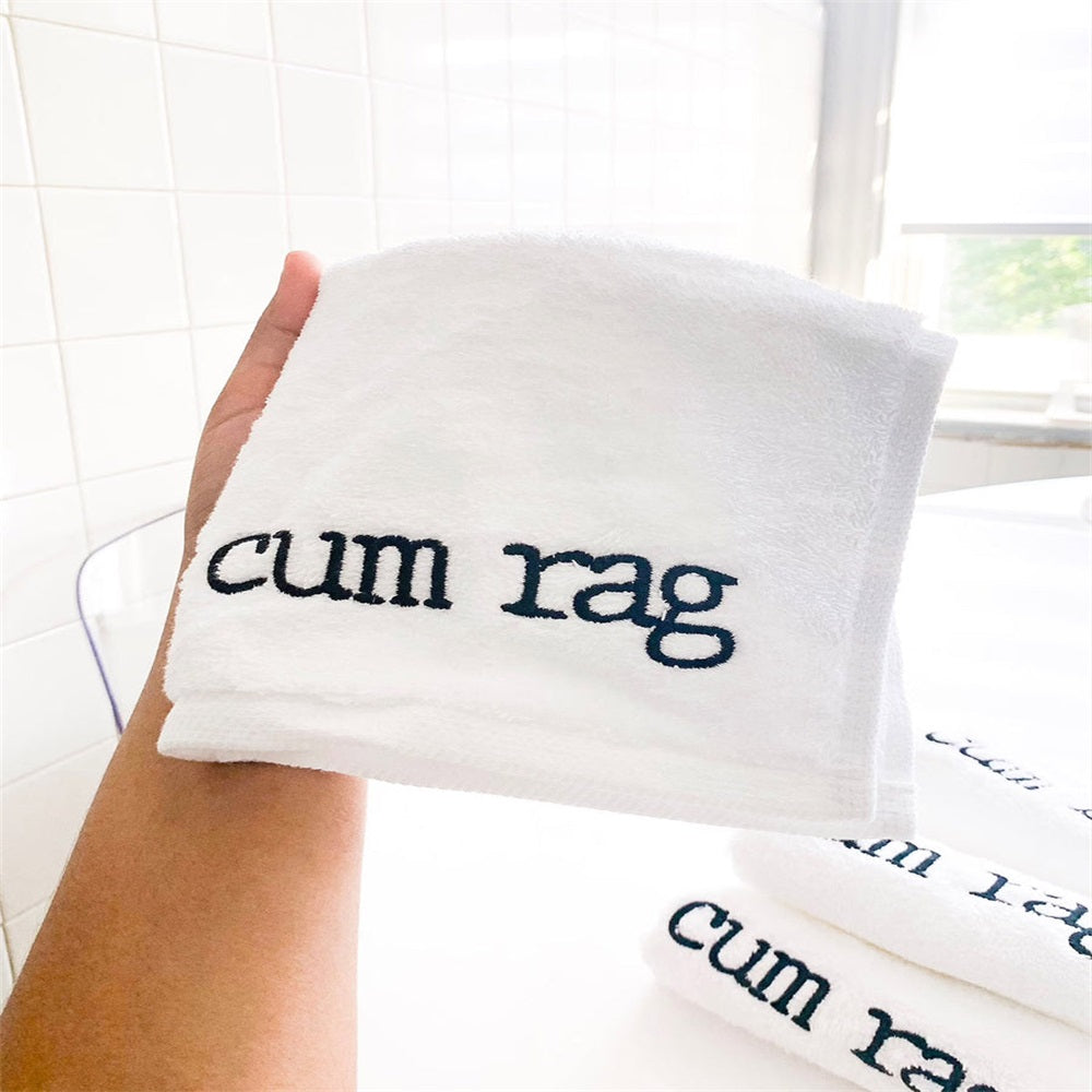 Cum Rag Embroidered Cotton Towel | Funny Novelty Gag Gift
