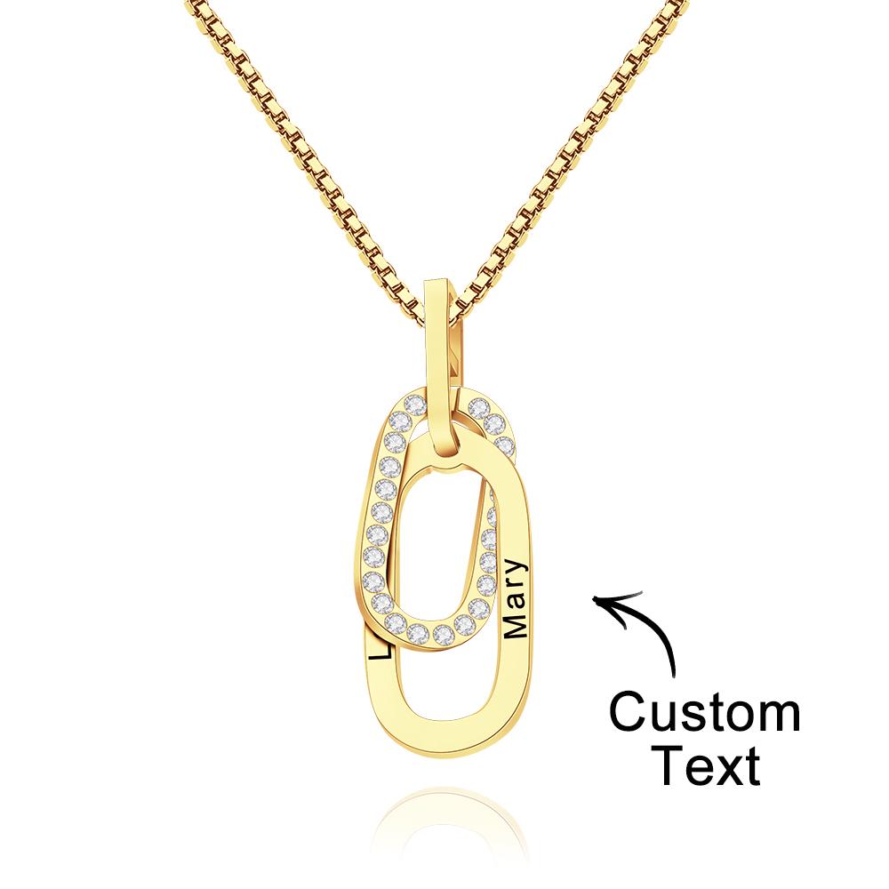 Custom Engraved Necklace Double Ring Necklace