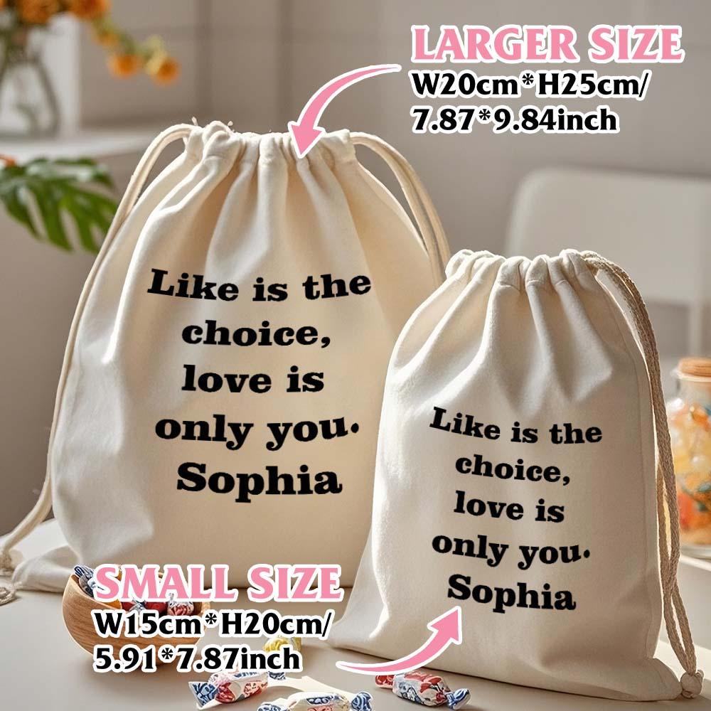 Personalised Cotton Drawstring Gift Bag | Custom Name Quote Pouch | Thoughtful Keepsake Gift