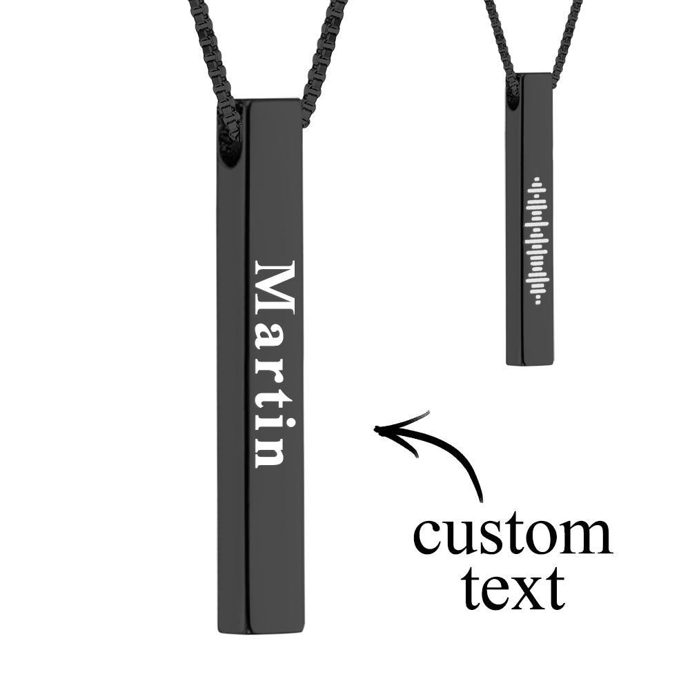 Custom Engraved Bar Necklace – Double-Sided Music Code & Personalised Text Pendant