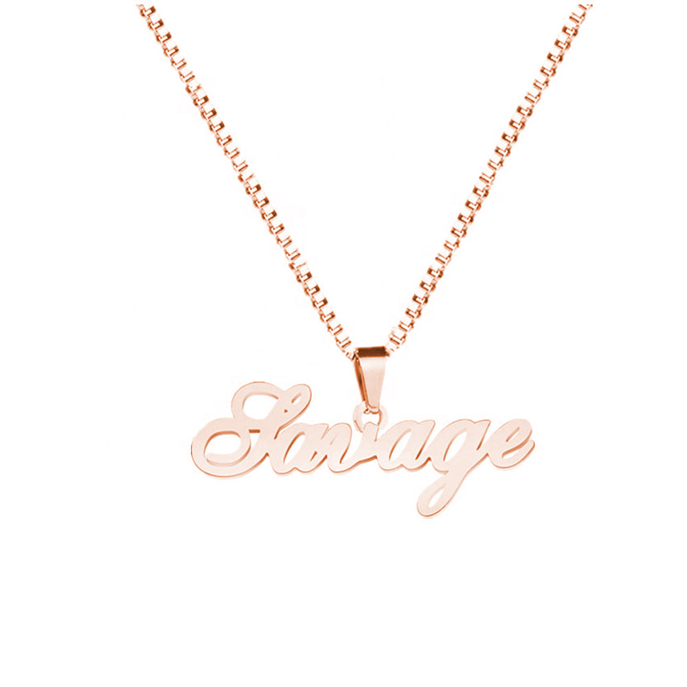 Custom Script Name Pendant Necklace Stainless Steel