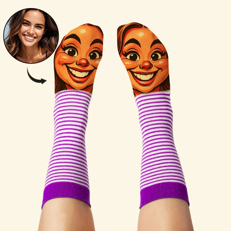 Custom Cartoon Face Socks | Personalised Photo Socks Gift for Him or Her