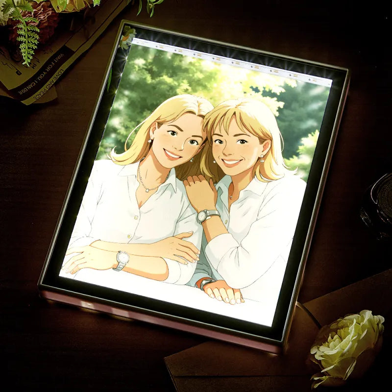 Personalised Mirror Night Light | Custom Photo Ghibli-Style Keepsake