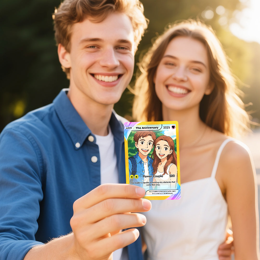 Custom Anime Couple Card – Anniversary Trading Card Gift Portrait from Your Photo