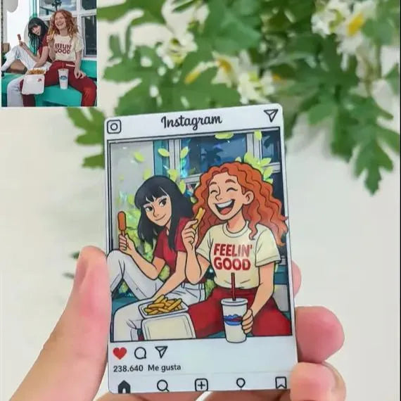 Custom Cartoon Photo Glitter Acrylic Fridge Magnet | Personalised Keepsake