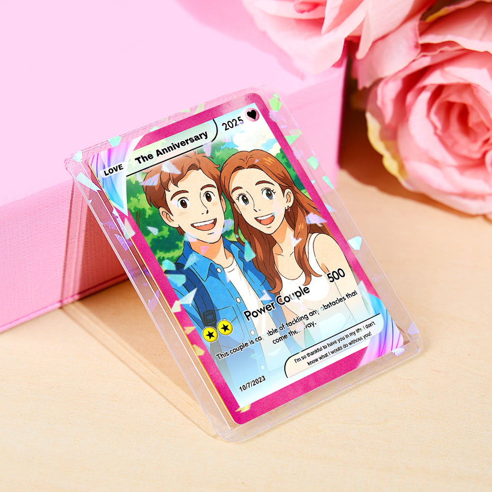 Custom Anime Couple Card – Anniversary Trading Card Gift Portrait from Your Photo