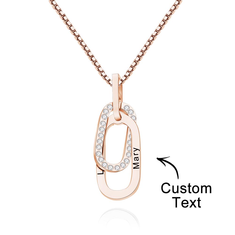 Custom Engraved Necklace Double Ring Necklace