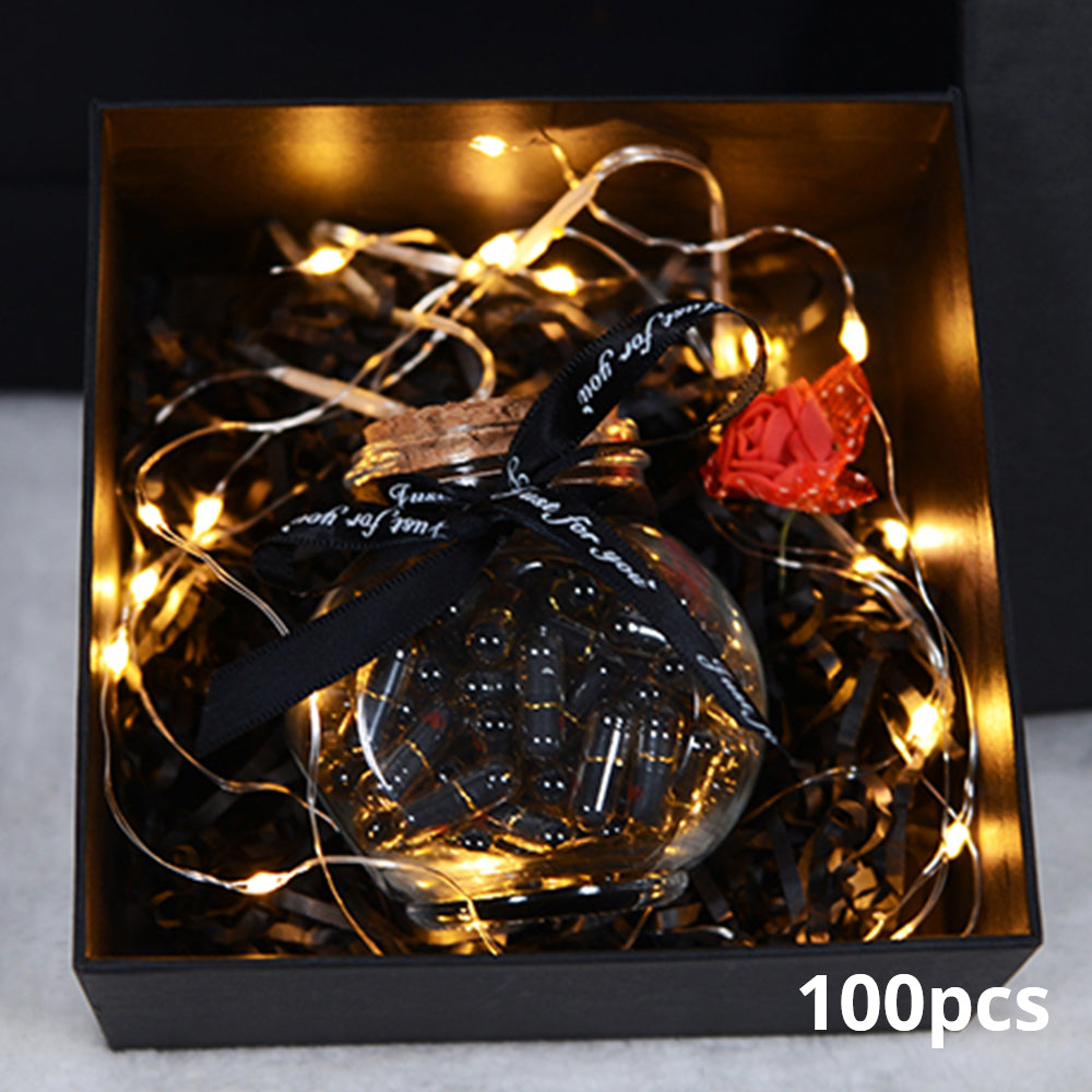 Love Letter Capsule Bottle with LED Lights | 100–520 Reasons I Love You Gift in Luxury Box