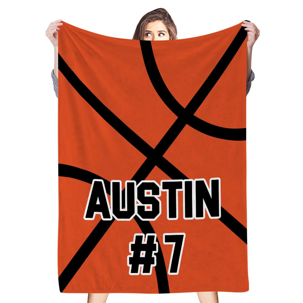 Personalised Basketball Blanket – Custom Name & Number Sports Gift