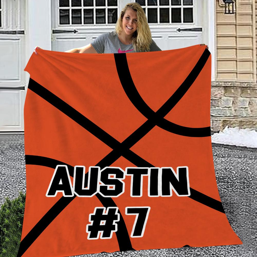 Personalised Basketball Blanket – Custom Name & Number Sports Gift