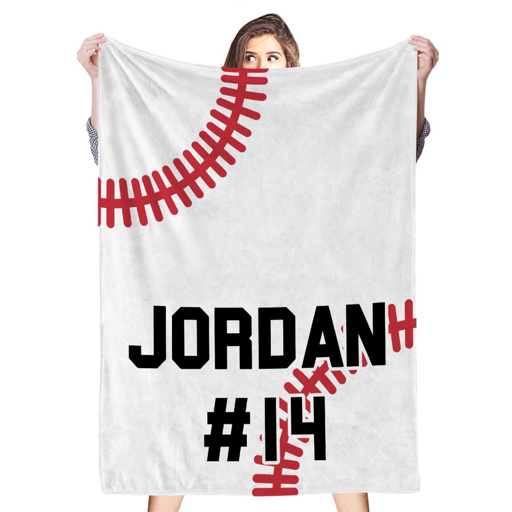 Personalised Baseball Blanket – Custom Name & Number Sports Gift