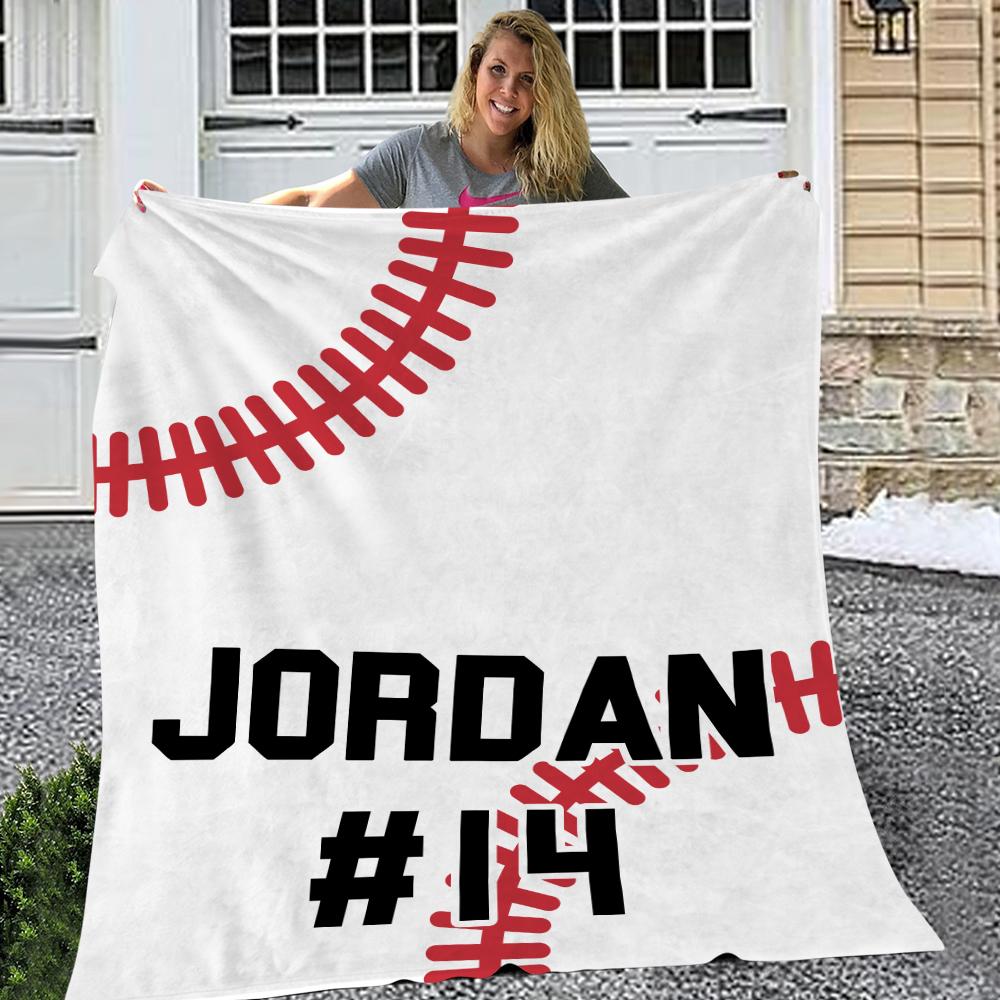 Personalised Baseball Blanket – Custom Name & Number Sports Gift