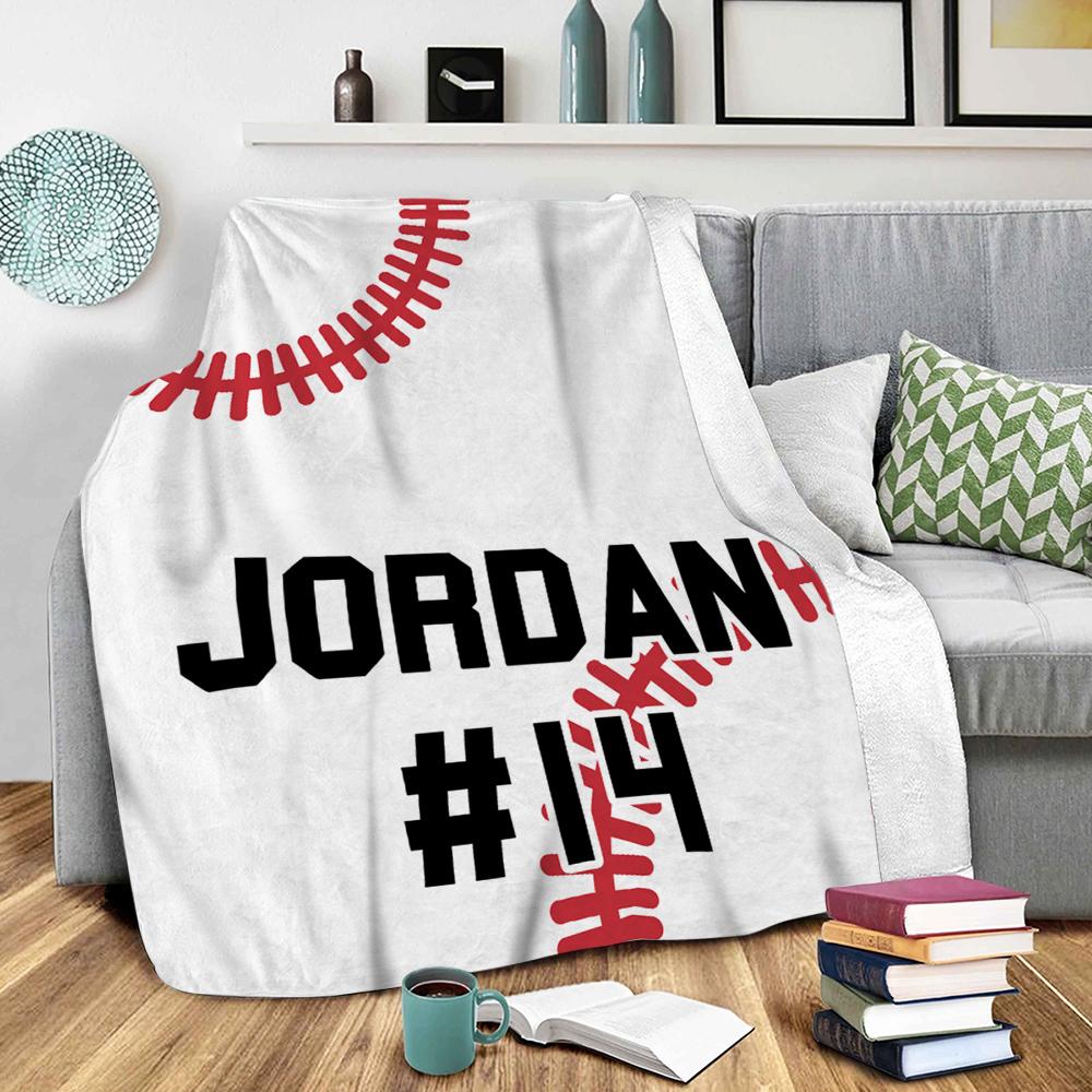 Personalised Baseball Blanket – Custom Name & Number Sports Gift
