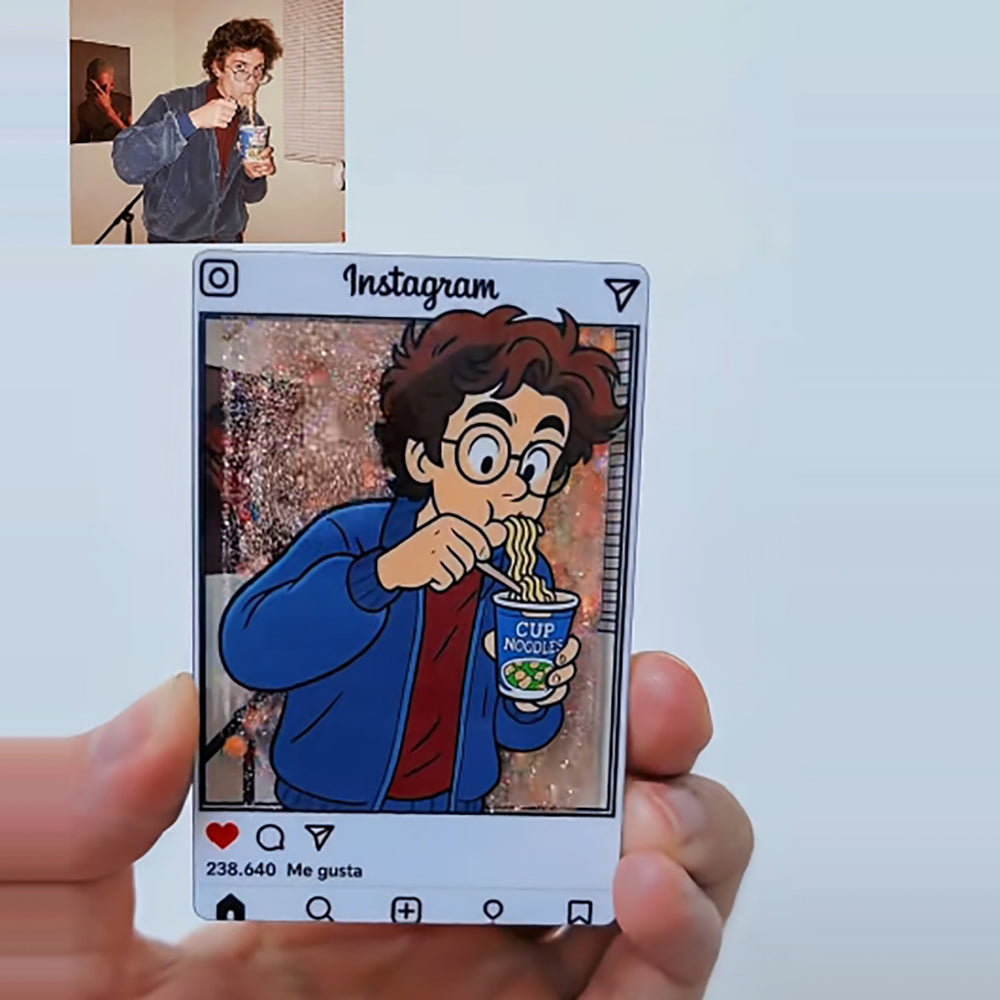 Custom Cartoon Photo Glitter Acrylic Fridge Magnet | Personalised Keepsake