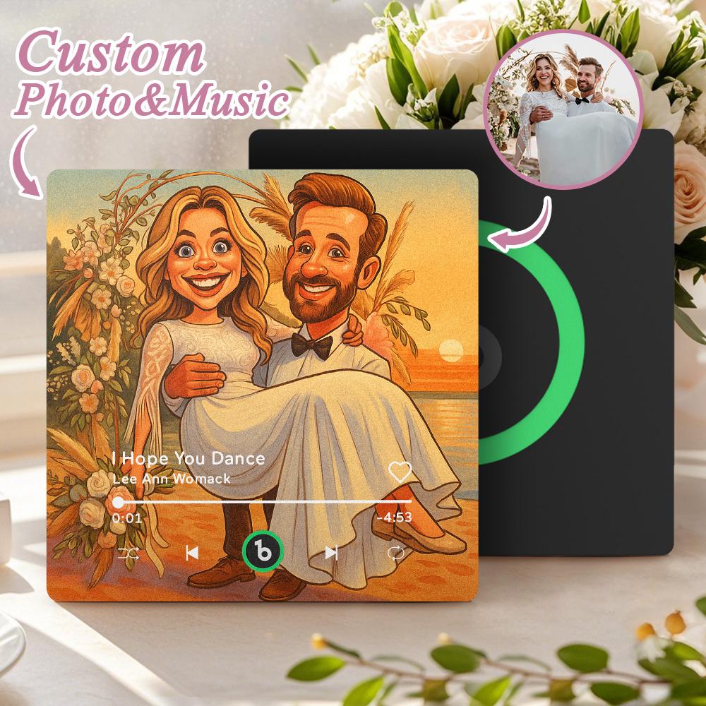 Personalised Photo & Music Acrylic Fridge Magnet | Custom Song Love Keepsake
