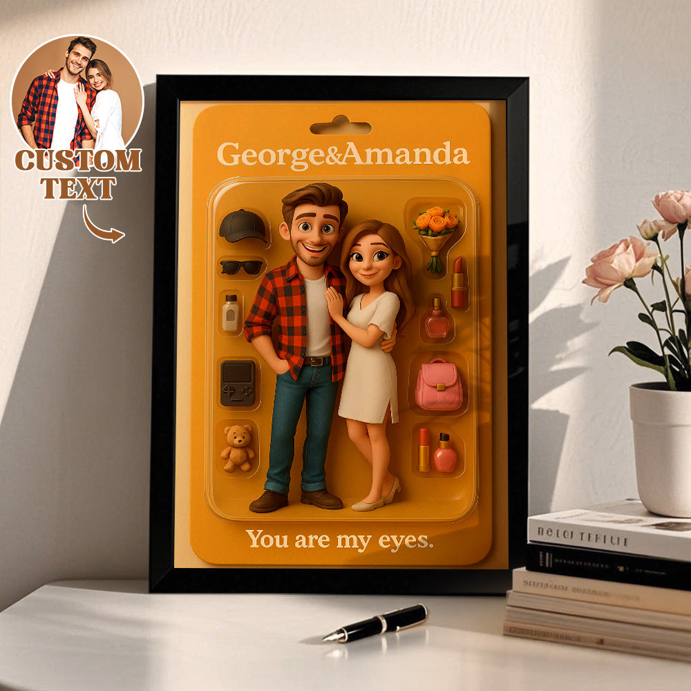Personalised Mini Cartoon Couple Figure Frame | Custom Photo Collectible Gift | Unique Anniversary, Birthday or Home Decor