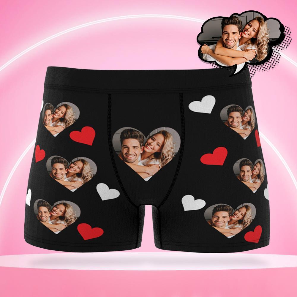 Custom Photo Men’s Underwear – Personalised Face Heart Shaped Boxers