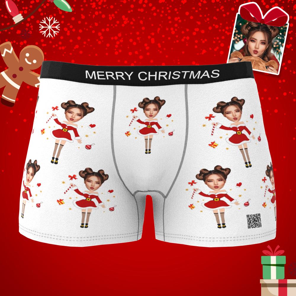 Custom Photo Christmas Underwear – Personalised Men’s Boxers - (AR Animation Included)