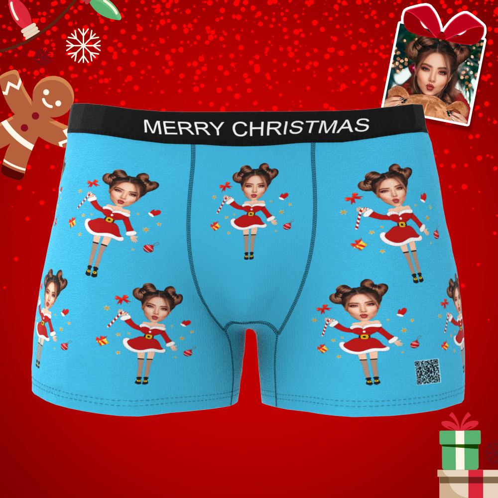Custom Photo Christmas Underwear – Personalised Men’s Boxers - (AR Animation Included)