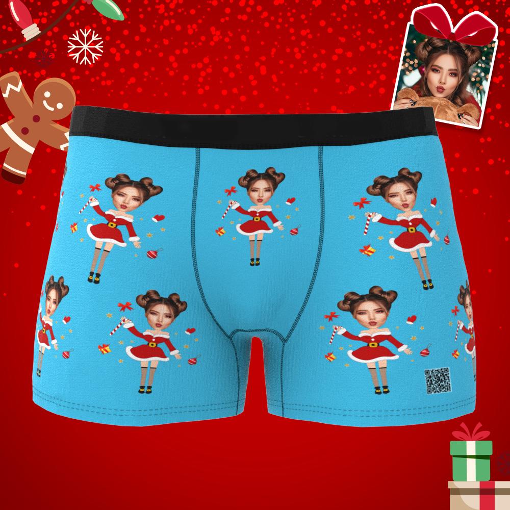Custom Photo Christmas Underwear – Personalised Men’s Boxers - (AR Animation Included)