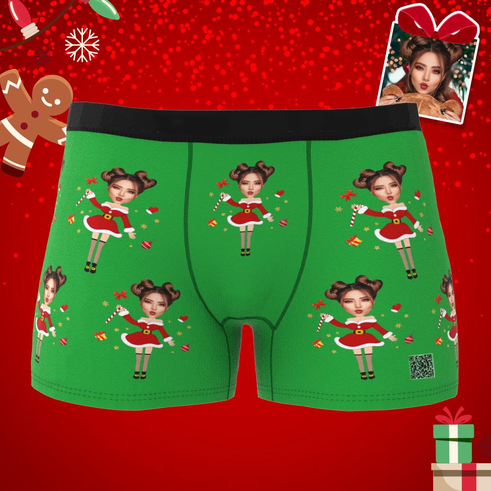 Custom Photo Christmas Underwear – Personalised Men’s Boxers - (AR Animation Included)