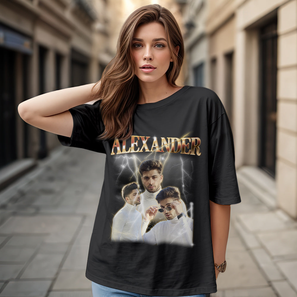 Custom Vintage Photo Collage T-Shirt with Name