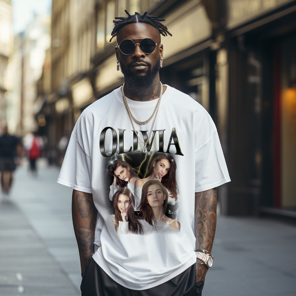 Custom Vintage Photo Tee – Personalised Name T-Shirt