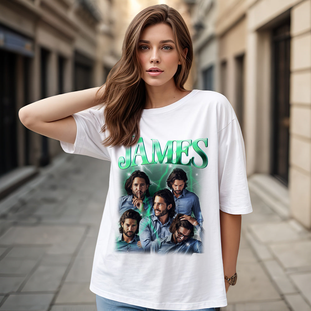 Custom Vintage Photo Tee – Personalised Name T-Shirt