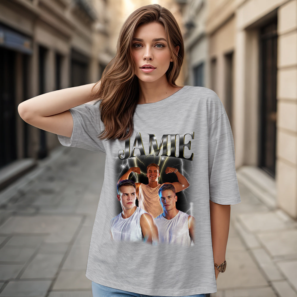 Custom Retro Photo Tee – Personalised Name Vintage Style T-Shirt