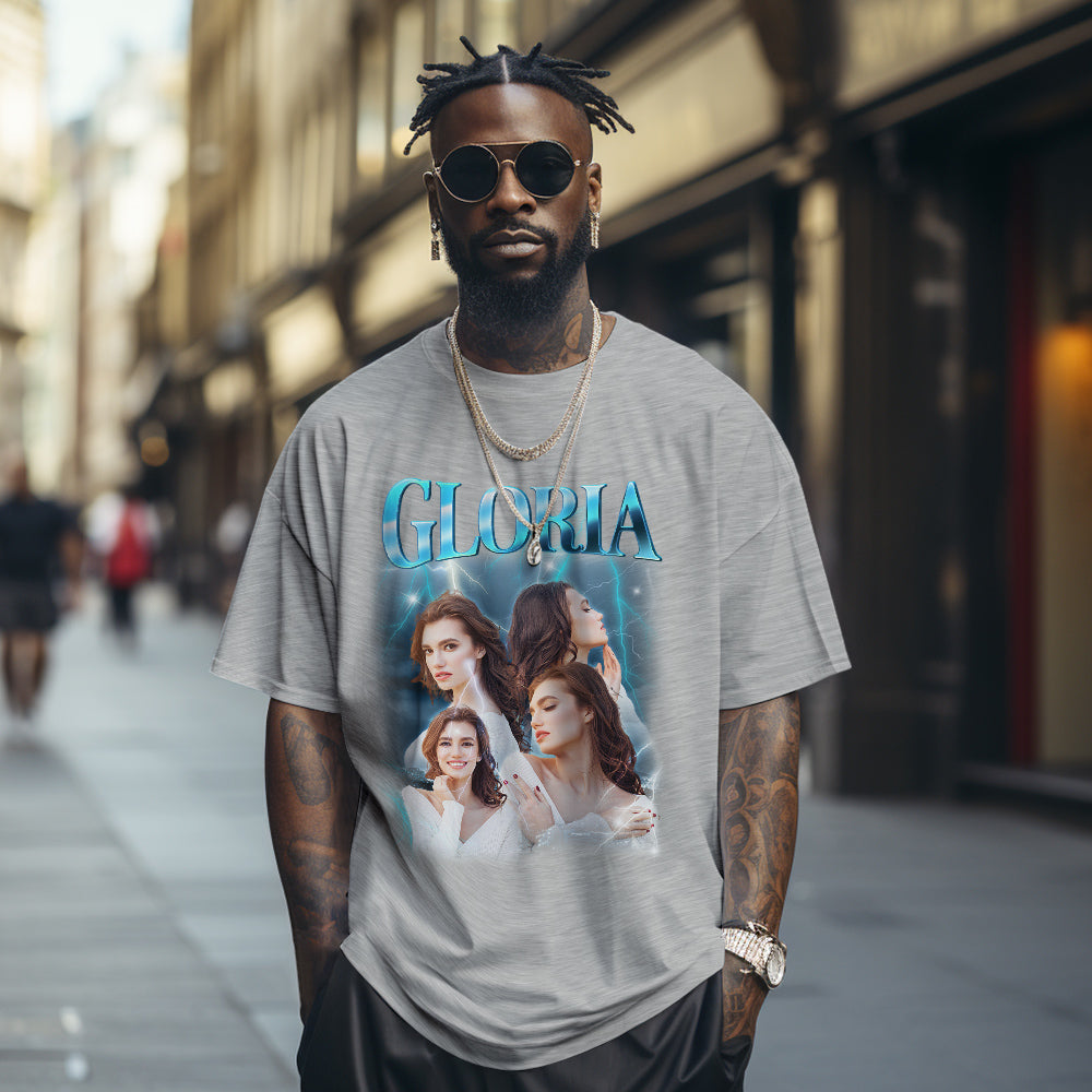 Custom Retro Photo Tee – Personalised Name Vintage Style T-Shirt