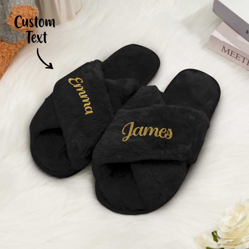 Custom Fluffy Cross Slippers For Her
