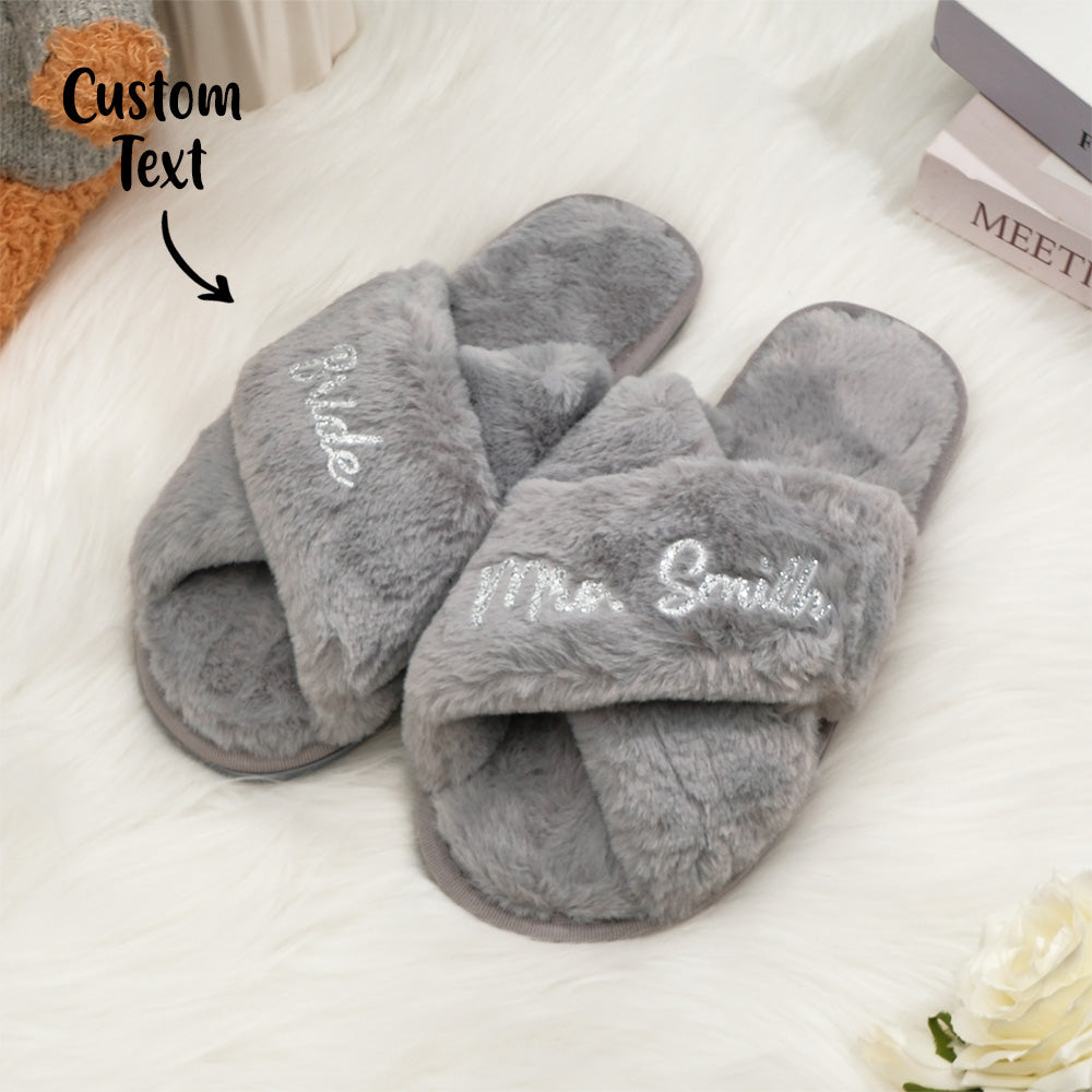 Custom Fluffy Cross Slippers For Her