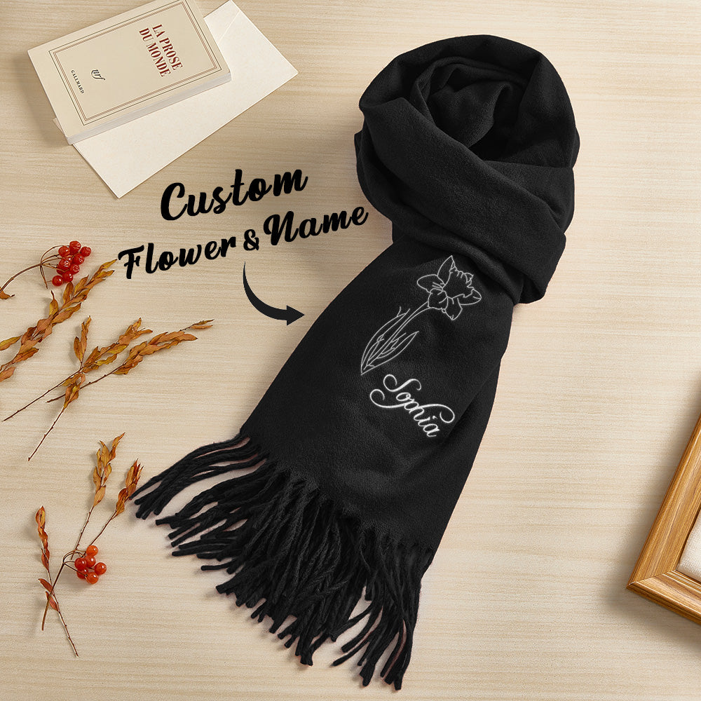 Custom Birth Month Flower Scarf