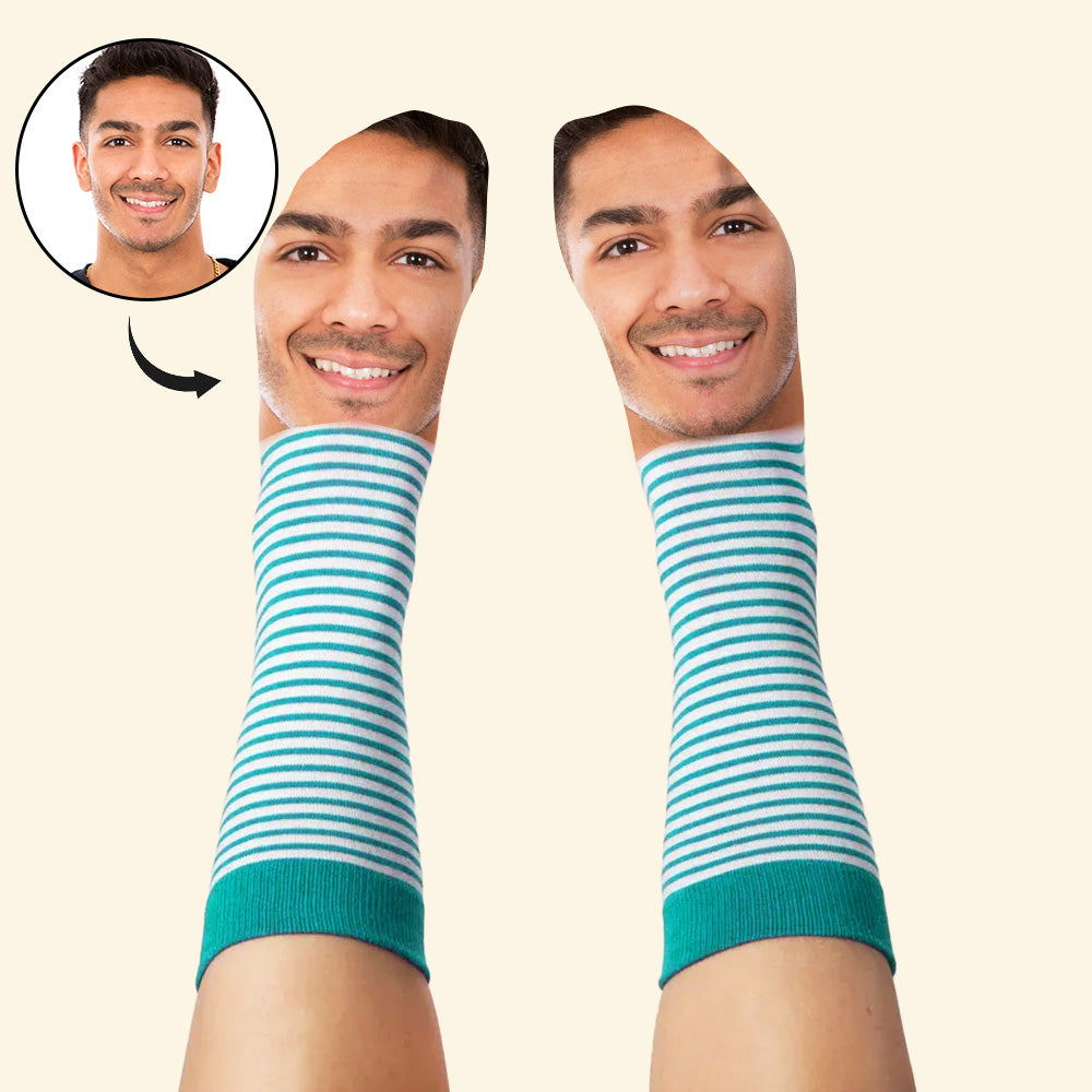Custom Cartoon Face Socks | Personalised Photo Socks Gift for Him or Her