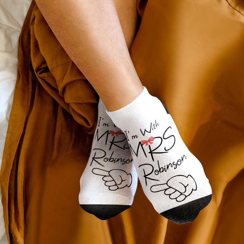 Personalised “I’m With Mr & Mrs” Couple Socks | Custom Name Matching Socks | Wedding & Anniversary Gift