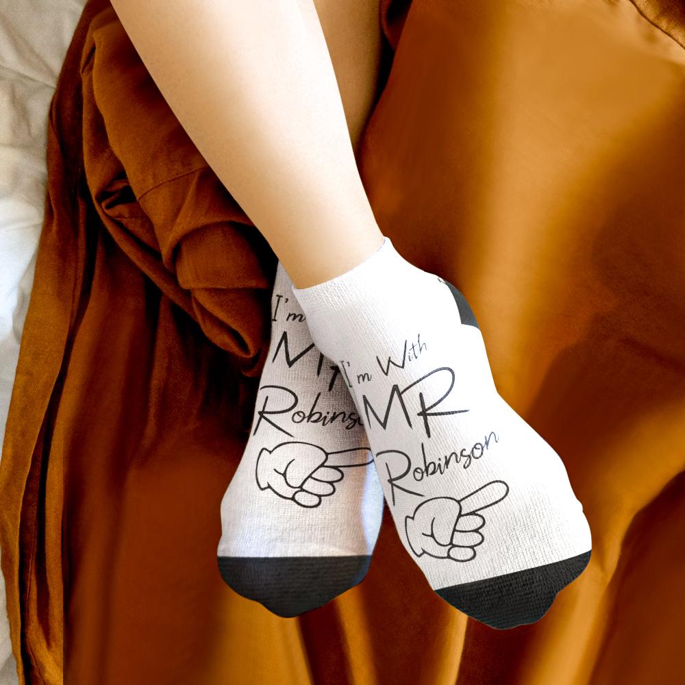 Personalised “I’m With Mr & Mrs” Couple Socks | Custom Name Matching Socks | Wedding & Anniversary Gift
