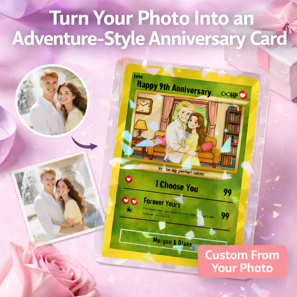 Custom Anniversary Anime Card – Personalised Couple Trading Card Gift