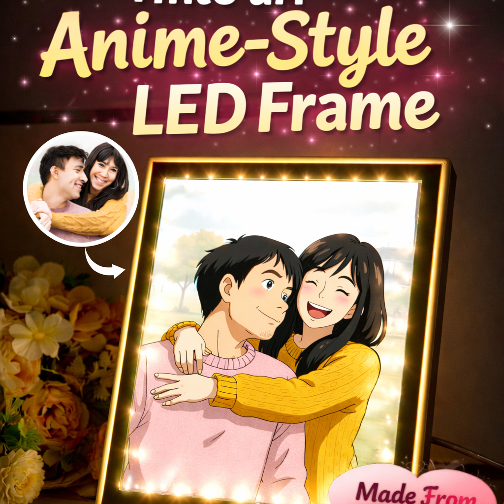 Personalised Mirror Night Light | Custom Photo Ghibli-Style Keepsake