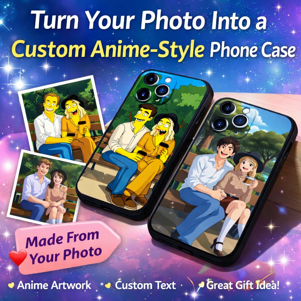 Custom Anime-Style iPhone Case | Personalised Photo Cartoon Case