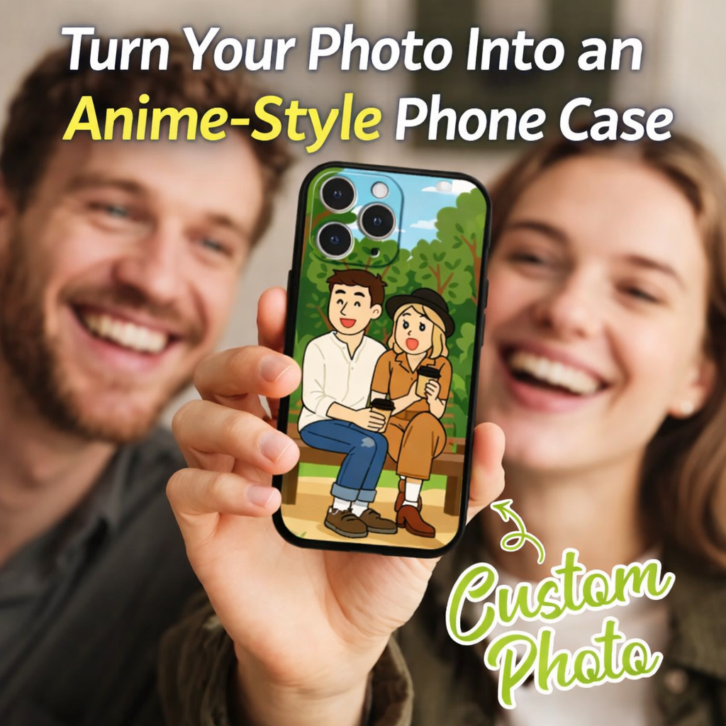 Custom Anime-Style iPhone Case | Personalised Photo Cartoon Case