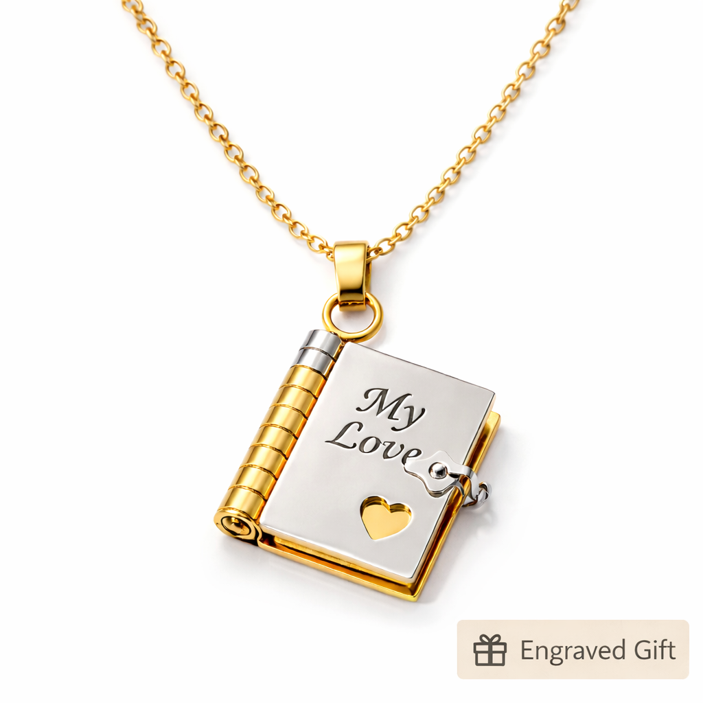 My Love Book Necklace – Engraved Love Letter Pendant | Personalised Gift for Couples